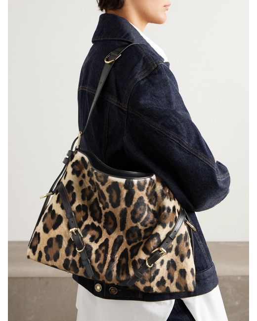 Givenchy Multicolor Voyou Medium Leopard-Print Calf Hair Shoulder Bag