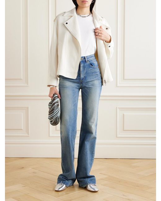 Brunello Cucinelli Natural Embellished Herringbone Cotton And Linen-Blend Biker Jacket