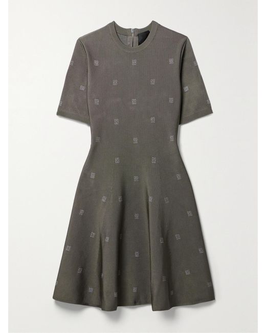 Givenchy Gray 4G Minikleid Aus Jacquard-Strick Mit Stretch-Anteil