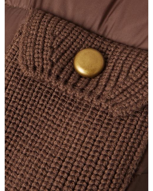 Moncler Brown Archivio Dna Ribbed Wool And Shell Down Cardigan