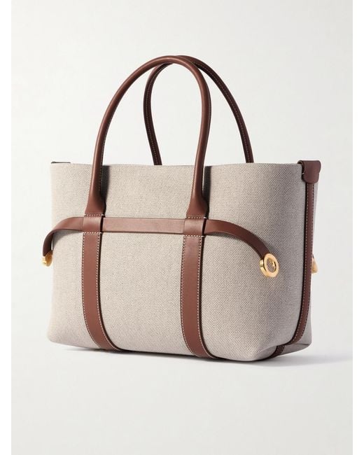 Loro Piana Natural Ghiera Small Leather-Trimmed Canvas Tote