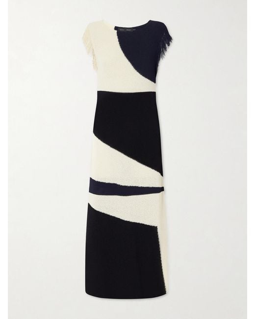 Proenza Schouler White Saskia Intarsia-Knit Woven Midi Dress