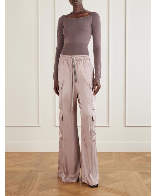 Rick Owens Brown Cropped Cut-Out Virgin Wool Sweater