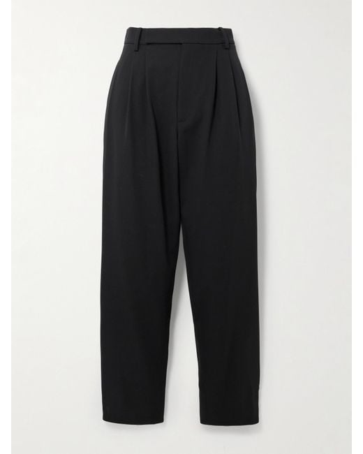 Ralph Lauren Black Jeanne Pleated Wool Tapered Pants