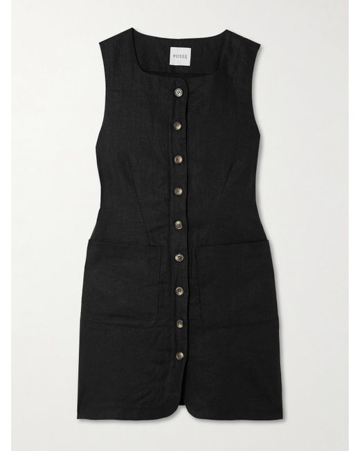 Posse Black Emma Minikleid Aus Leinen