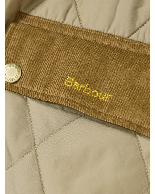 Veste Raccourcie En Tissu Technique Matelassé À Finitions En Velours Côtelé Martha Barbour en coloris Natural