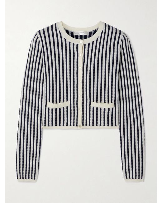 FRAME Black Cable-Knit Cashmere And Silk-Blend Cardigan