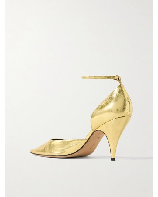 The Row Liisa D'Orsay Metallic Crinkled-Leather Pumps
