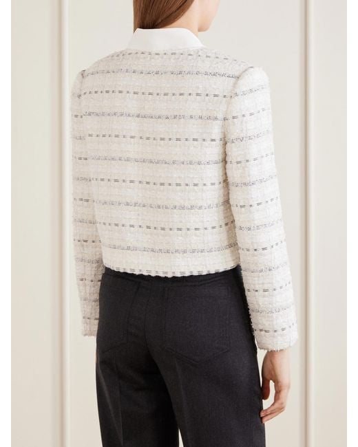 Self-Portrait Natural Cropped Metallic Bouclè Jacket