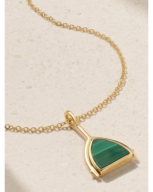 Mateo Natural Flip 14-Karat, Malachite And Diamond Necklace