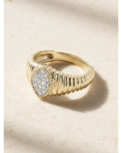 Yvonne Léon Natural Baby Chevalière Marquise Berlingot 9-Karat Diamond Signet Ring
