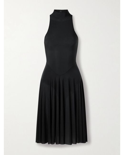 Skims Black Milky Sheer High Neck Midi Dress