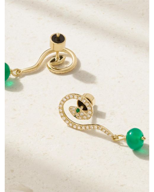Ileana Makri Green Serpent Coil Ohrringe Aus 18 Karat Mit Mehreren Steinen