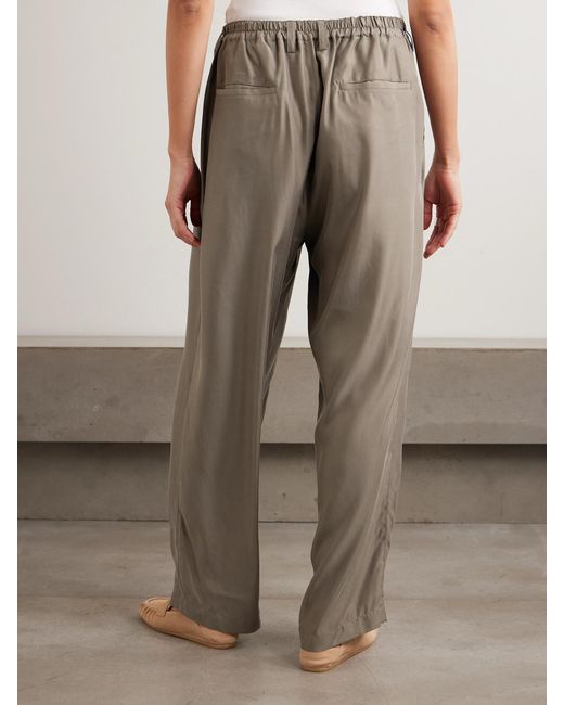 Ssstein Natural Pleated Twill Wide-Leg Pants
