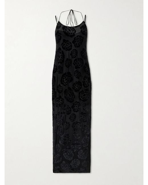 Sir Black Vittoria Neckholder-Robe Aus Devoré-Samt