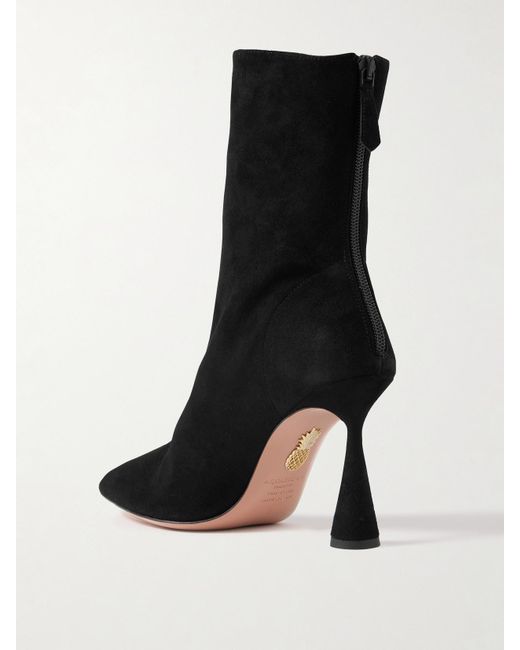 Aquazzura Black Amore 95 Stiefel Aus Veloursleder