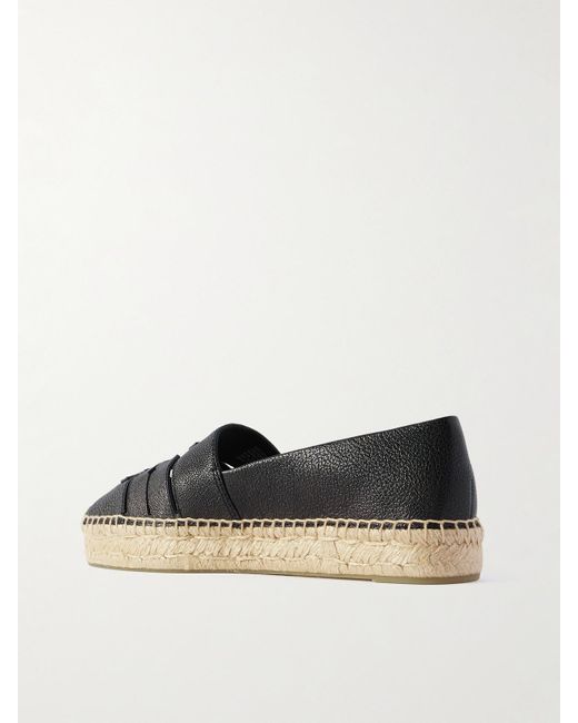 Tory Burch Black Ines Cutout Leather Platform Espadrilles