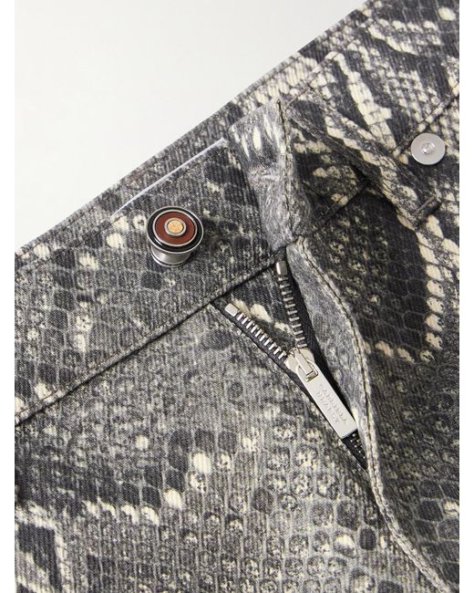 Gabriela Hearst Gray Ezra Snake-Print Recycled Mid-Rise Bootcut Jeans