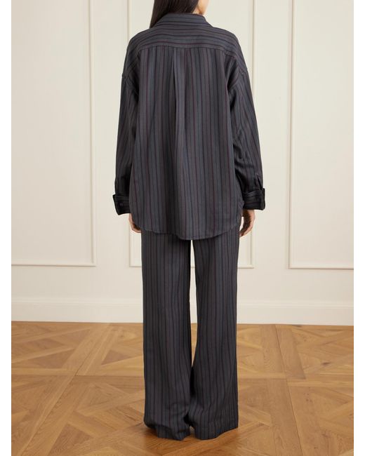 The Elder Statesman Blue Striped Wool And Cashmere-Blend Twill Shirt