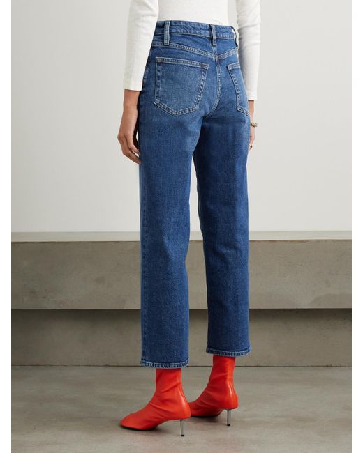 FRAME Blue The Wide Hoch Sitzende Jeans Mit Weitem Bein