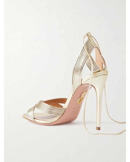 Aquazzura Natural Ari 105 Metallic Leather Sandals