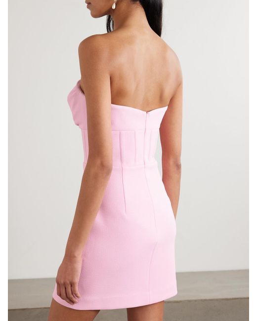 Rebecca Vallance Pink Empress Strapless Draped Crepe Mini Dress