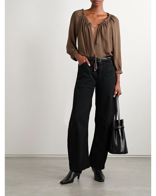 Blouse En Mousseline De Soie À Fronces Carley Nili Lotan en coloris Brown