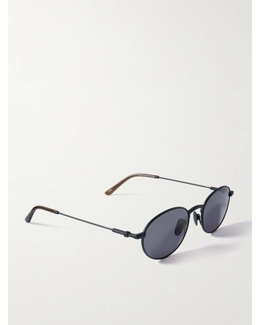 THISTLES Black The Cruz Oval-Frame Metal Sunglasses