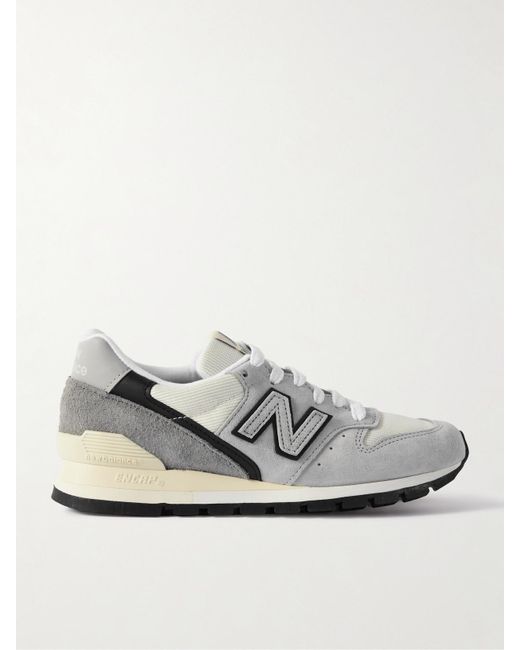 New Balance Gray U996 Mesh And Leather-Trimmed Suede Sneakers