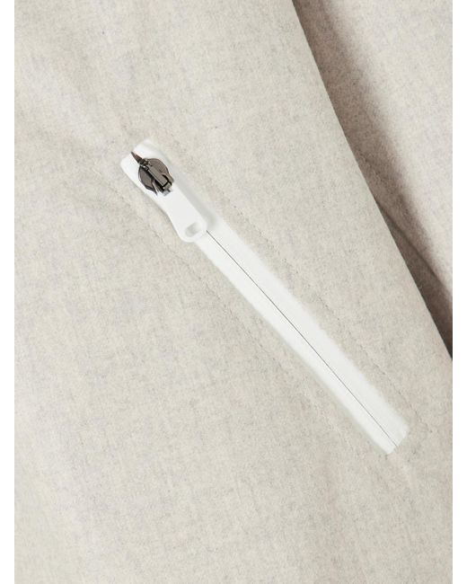 Brunello Cucinelli Natural Bead-Embellished Hooded Shearling-Trimmed Wool Coat