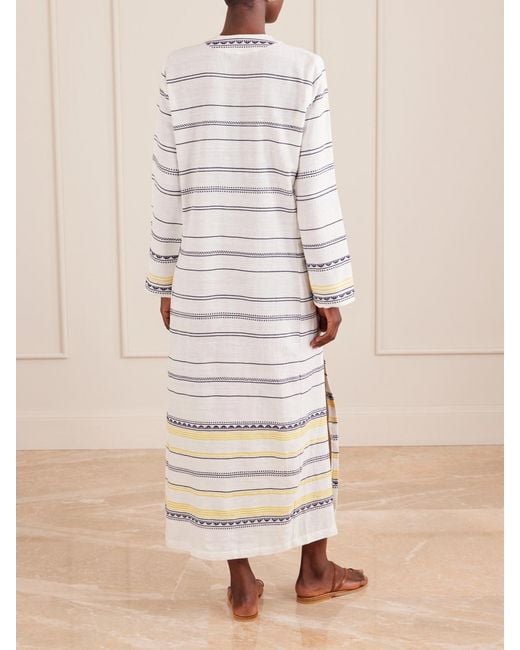 Lemlem White Theodora Striped Linen Maxi Dress