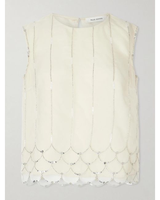 Wales Bonner Natural Triumph Embellished Silk-Organza Top