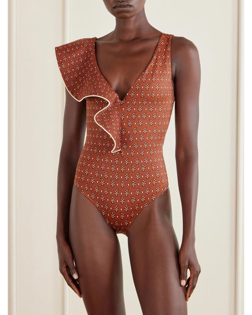Johanna Ortiz Brown Boleros Printed Recycled Swimsuit