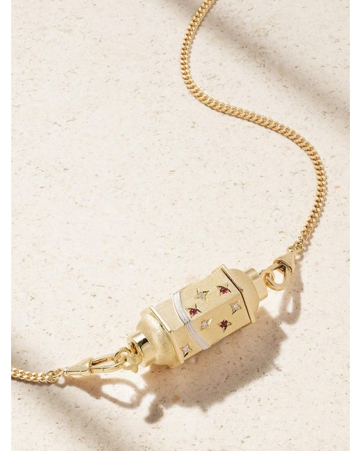 Marie Lichtenberg Natural Milky Way Gourmette 18-Karat, Rhodium, Ruby And Diamond Necklace