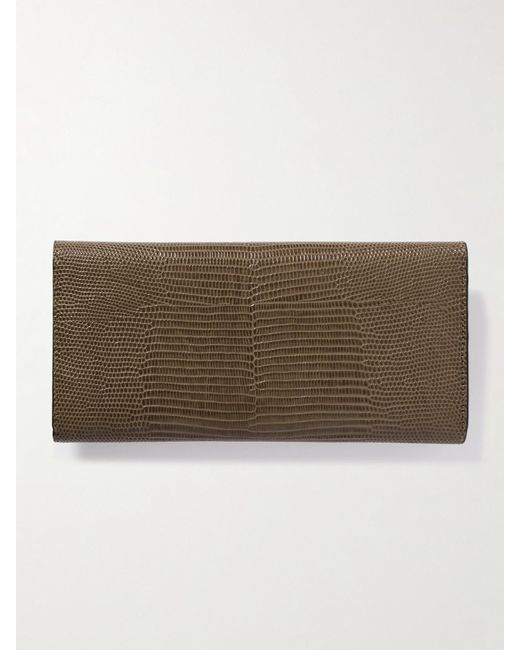 Totême  Natural T-Lock Lizard-Effect Leather Wallet