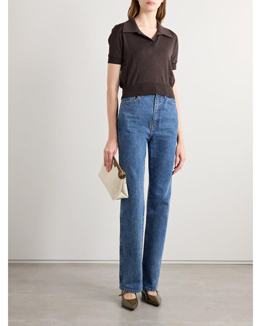 Khaite Blue Danielle High-Rise Slim-Leg Jeans