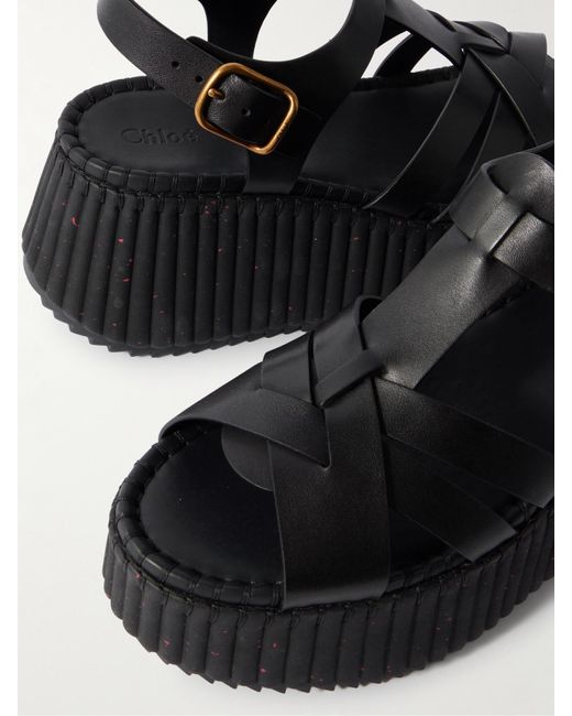Chloé Black Nama Plateausandalen Aus Leder