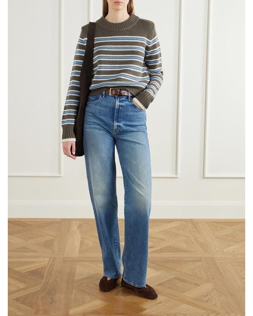 La Ligne Brown Mini Marin Striped Wool And Cashmere-Blend Sweater