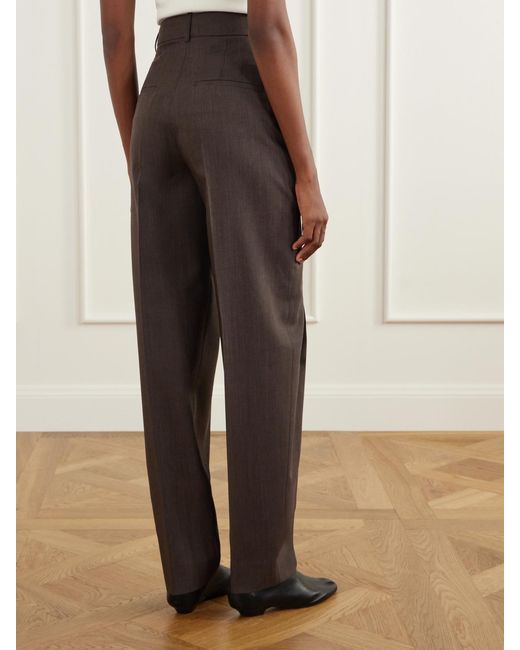 Rohe Brown Daria Pleated Virgin Wool Straight-Leg Pants