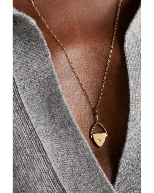 Mateo Natural Flip 14-Karat, Malachite And Diamond Necklace