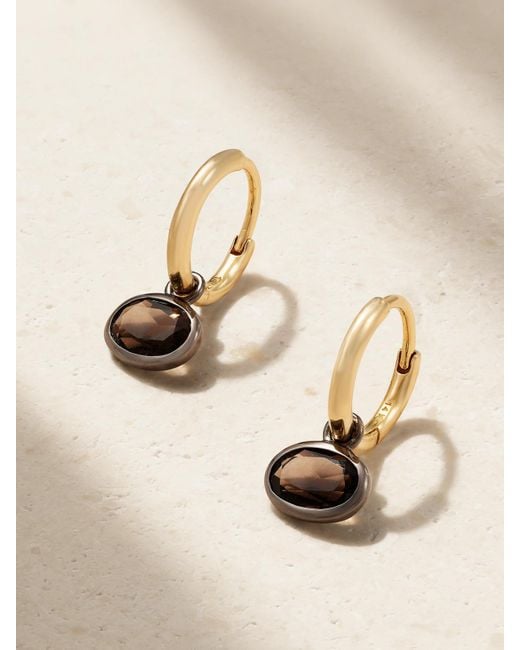 BY PARIAH Natural Orbit 14-Karat Recycled Smokey Quartz Hoop Earrings