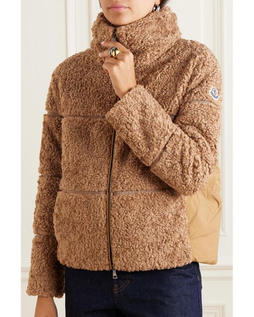 Moncler Brown Segura Quilted Fleece And Shell Down Jacket