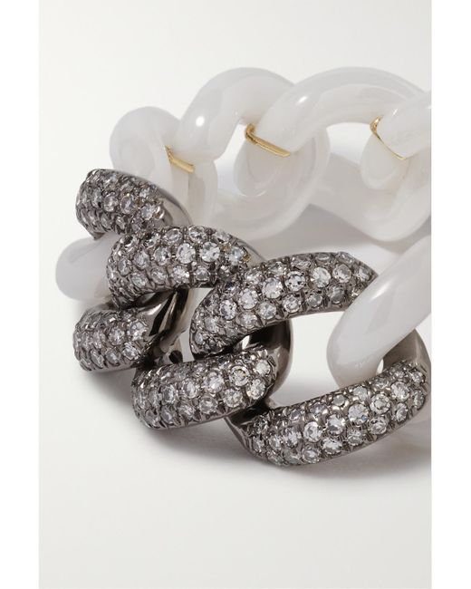 SHAY Gray Ceramic, 18-Karat Blackened And Diamond Ring