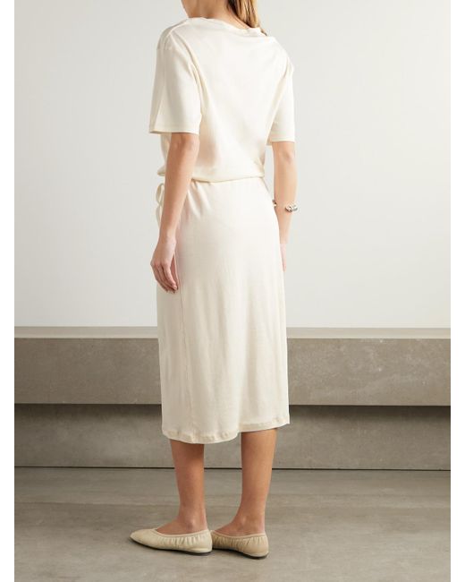 Lemaire Natural Midikleid Aus Baumwoll-Jersey Mit Bindegürtel