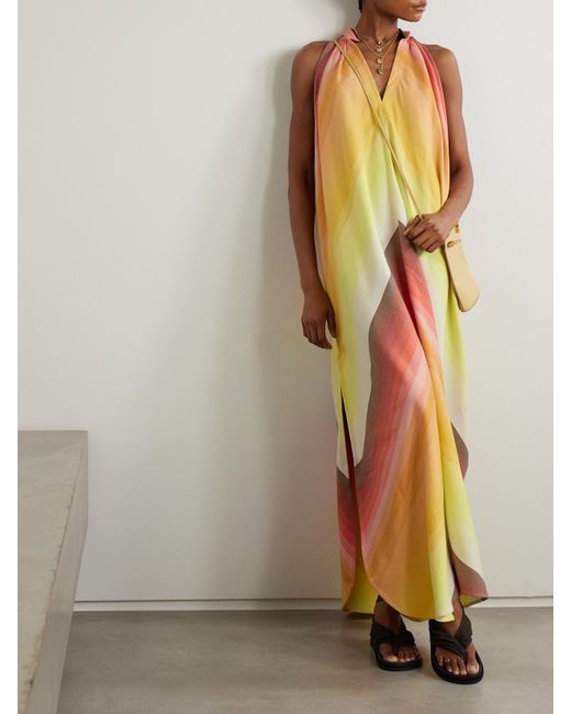 Marrakshi Life White Striped Gathered Cotton Maxi Dress