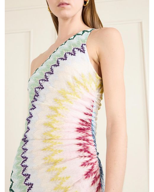 Missoni White Striped Metallic Crochet-Knit Maxi Dress