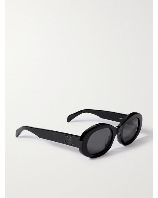 Lunettes De Soleil Ovales En Acétate Triomphe Céline en coloris Black