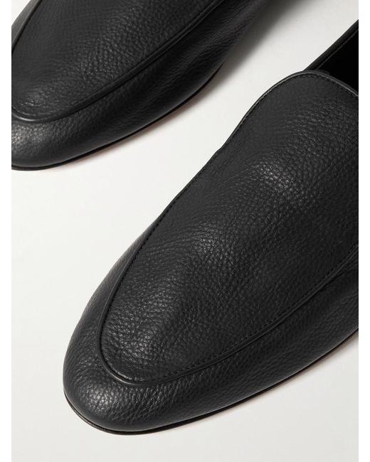 The Row Black Hereditas Textured-Leather Loafers