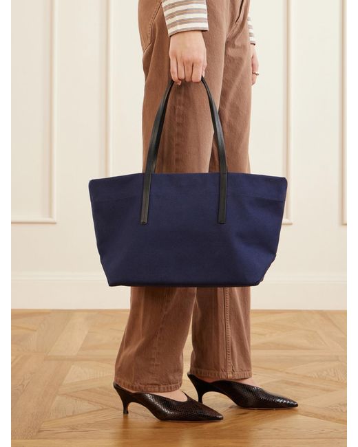 Kallmeyer Blue Driving Leather-Trimmed Canvas Tote