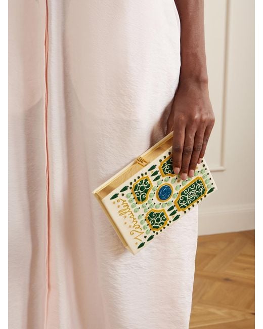 Olympia Le-Tan Metallic Versailles Appliquéd Embroidered Canvas Clutch